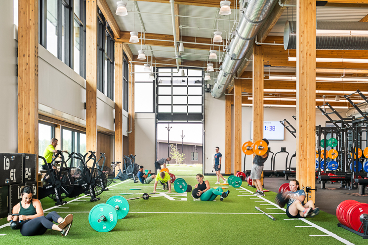 Exposed mass timber at the Idaho Outdoor Fieldhouse